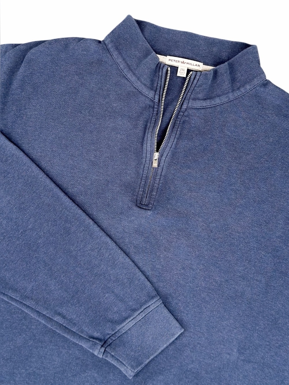 Peter Millar Mens XXL Quarter Zip Pullover Navy Blue Cotton Golf Sweater